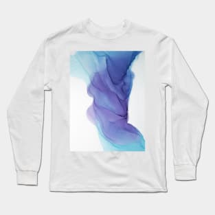 Ink, abstract, sea painting. Colorful liquid ink technique water texture for high resolution backdrop design. Long Sleeve T-Shirt